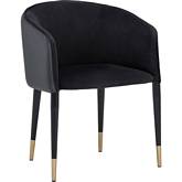 Asher Dining Chair in Black Fabric & Black Leather